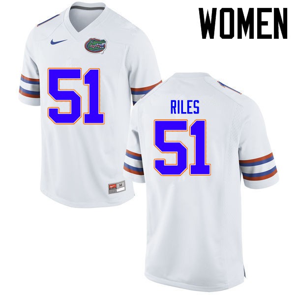 Florida Gators Women #51 Antonio Riles College Football Jerseys White
